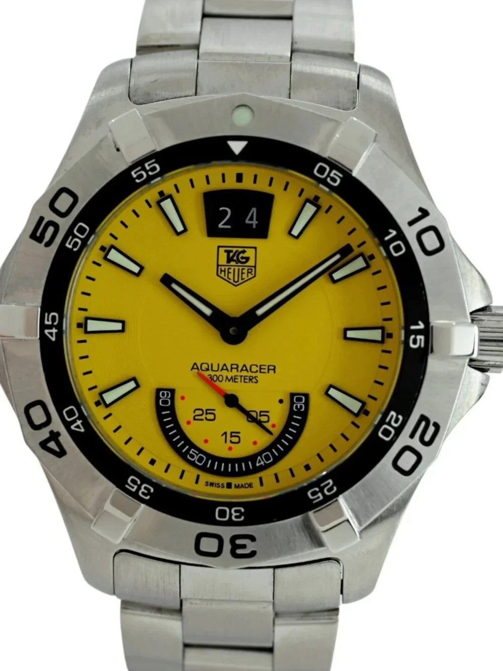 Tag Heuer 41mm Men's Aquaracer Yellow Dial 300M Quartz Dive Watch! Ref: WAF1012!